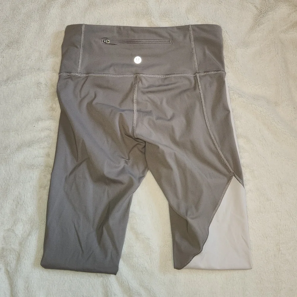 lululemon athletica Speed Wunder Gray & White Colorblock Leggings Women's Size 6